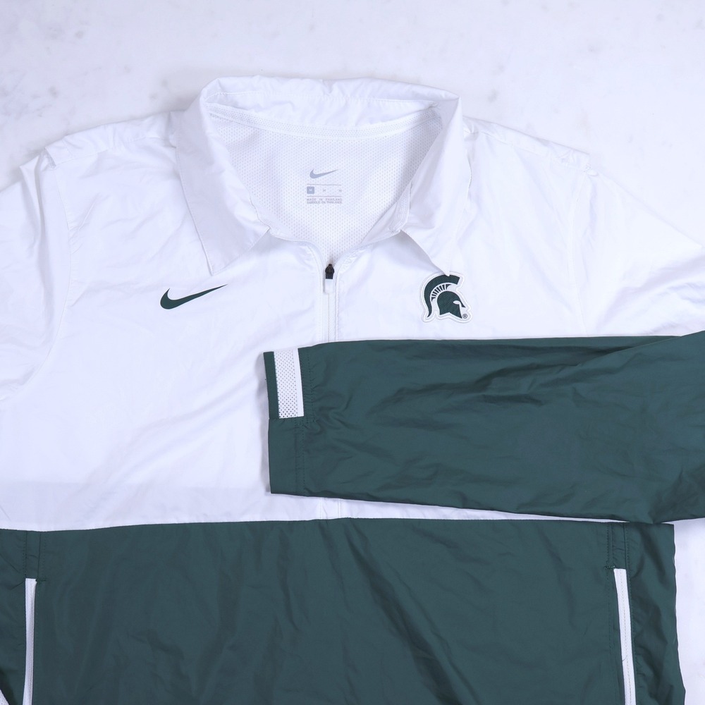 Nike Michigan State Spartans Mens Medium White Green Quarter Zip Windbreaker